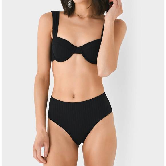 SOLID & STRIPED Other - SOLID & STRIPED Black Ribbed Underwire Bikini Set